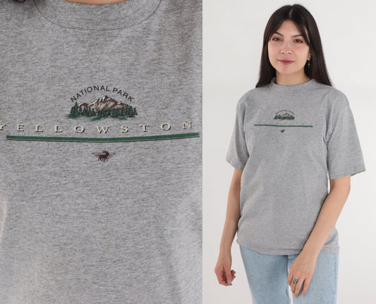 90s Yellowstone National Park Moose Graphic Tee Heather Grey Small