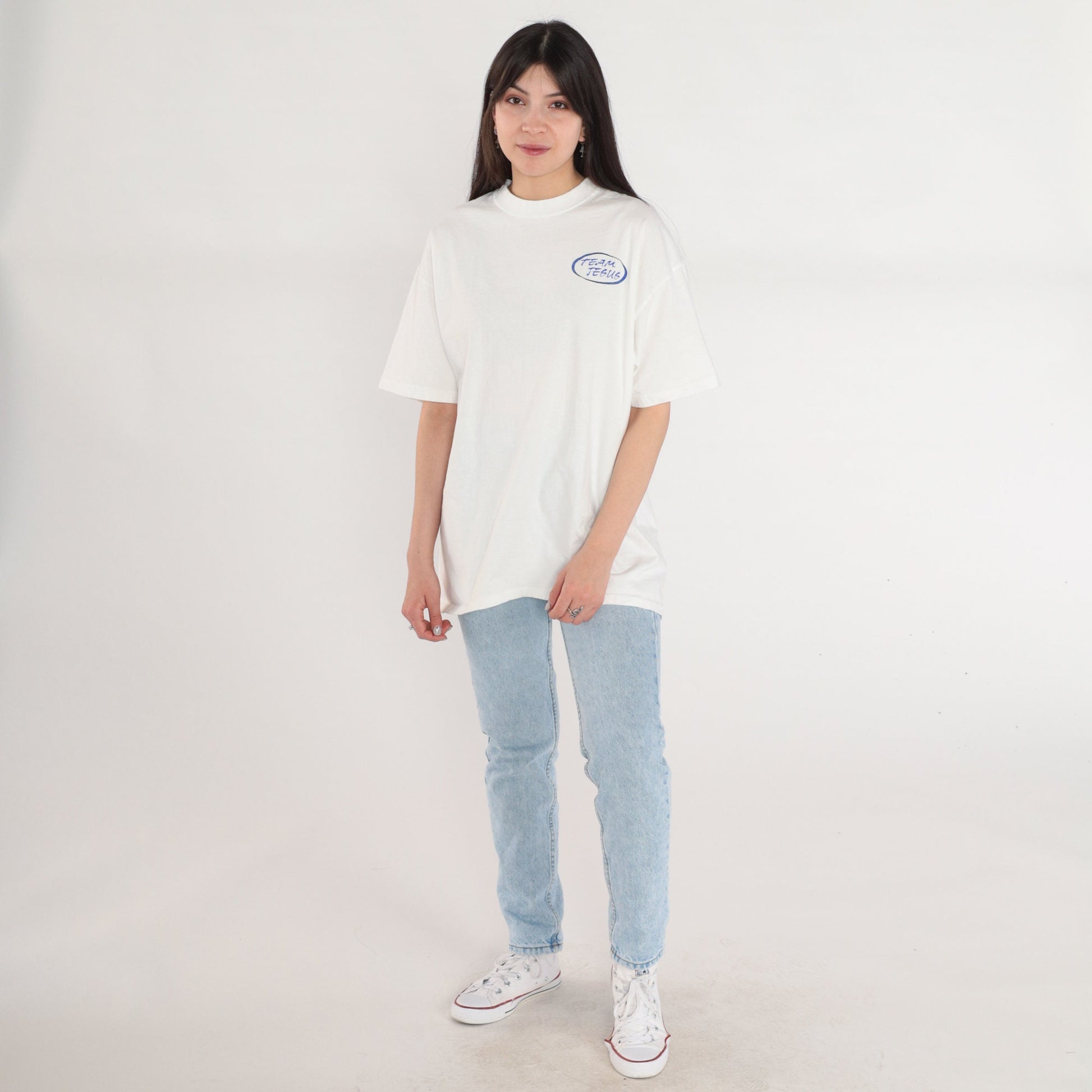 90s Team Jesus Water Skiing Graphic T-Shirt White Cotton Large