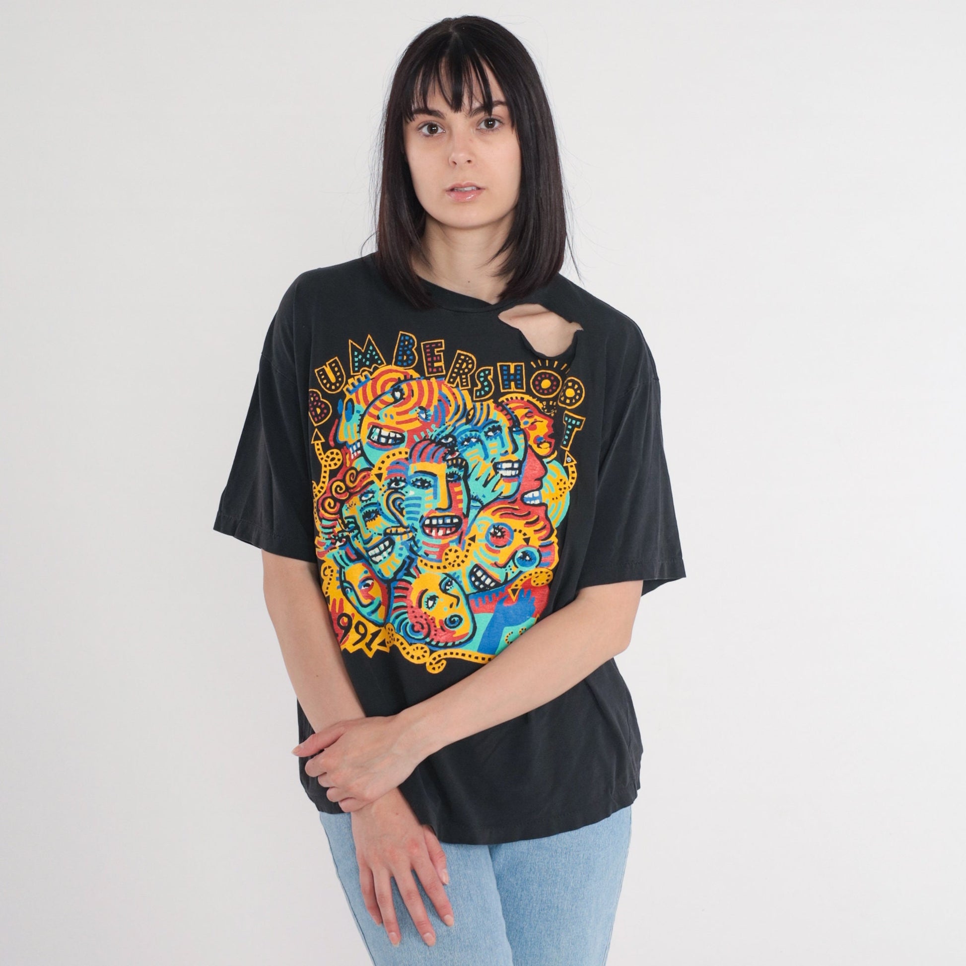 1991 Bumbershoot Seattle Music Festival T-Shirt Black Cotton Graphic Tee Large L
