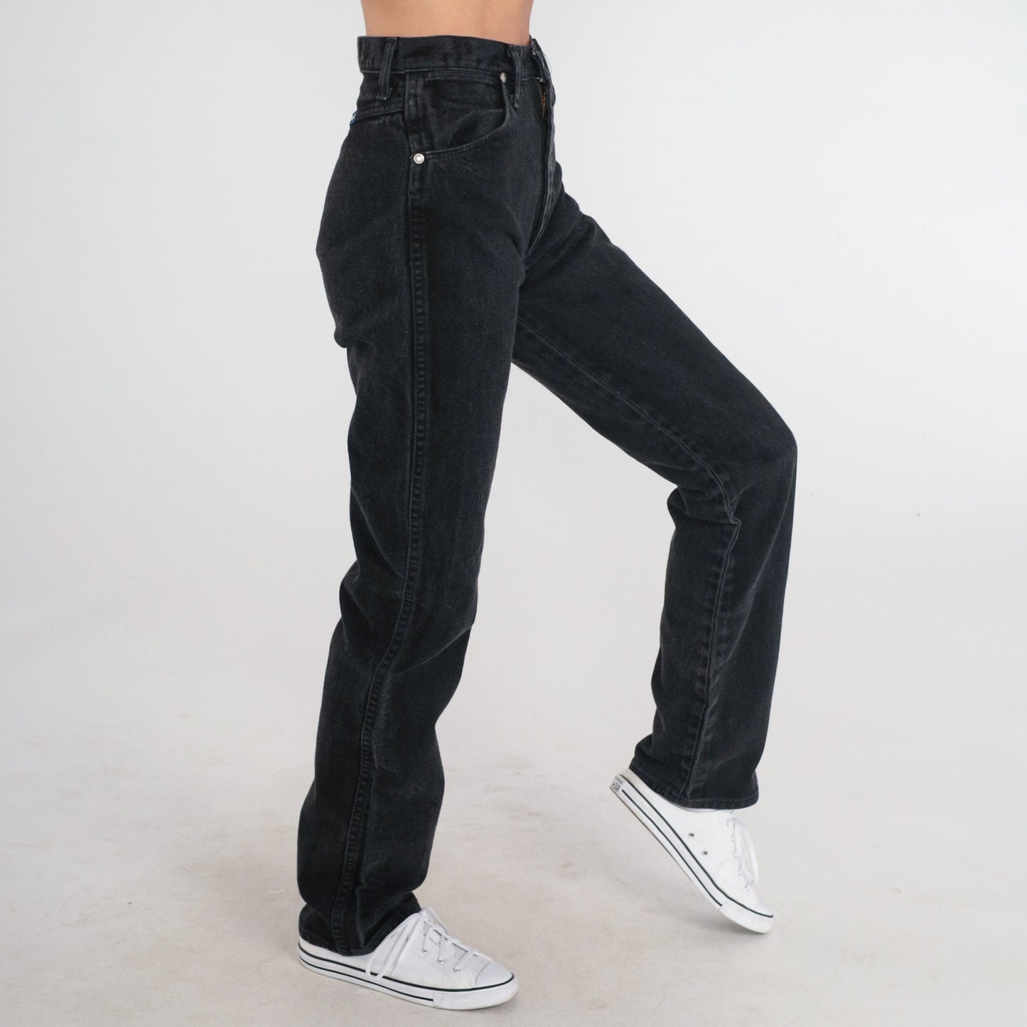 90s Wrangler Black Denim High-Rise Straight Leg Jeans Extra Small