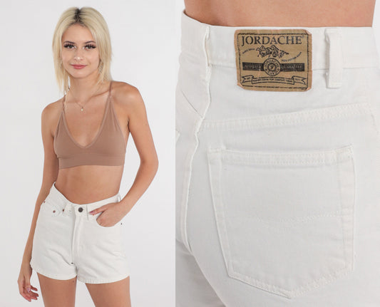 90s Jordache White Denim Shorts High Waist Vintage Jean Shorts XXS