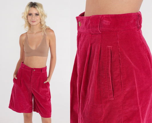 90s Liz Claiborne Pink Corduroy Shorts High Waist Pleated Small 6