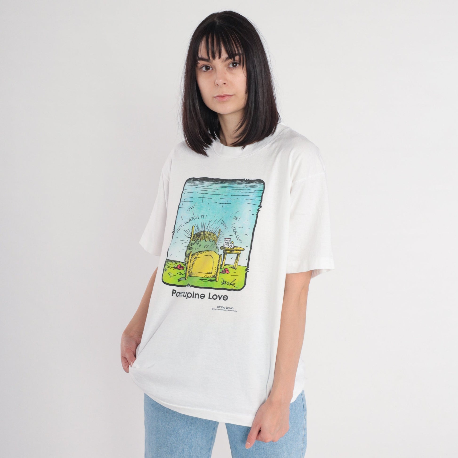 80s Off the Leash Porcupine Love Graphic T-Shirt Cotton Single Stitch XL