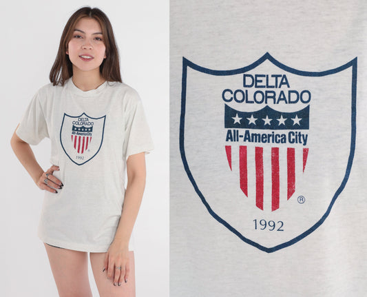 80s Delta Colorado All-America City Graphic T-Shirt Screen Stars Large