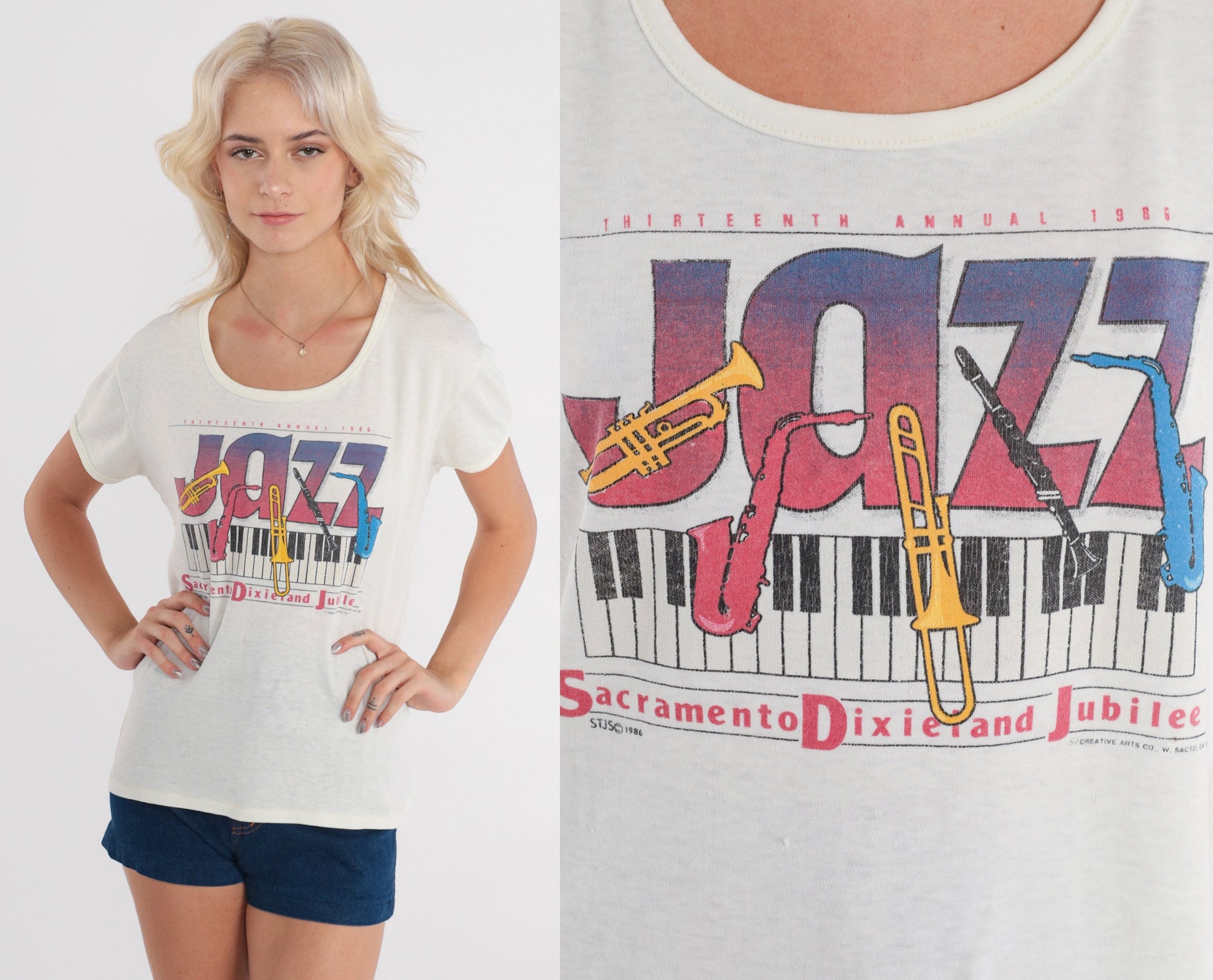 80s Sacramento Dixieland Jubilee Jazz Festival Graphic Tee Extra Large