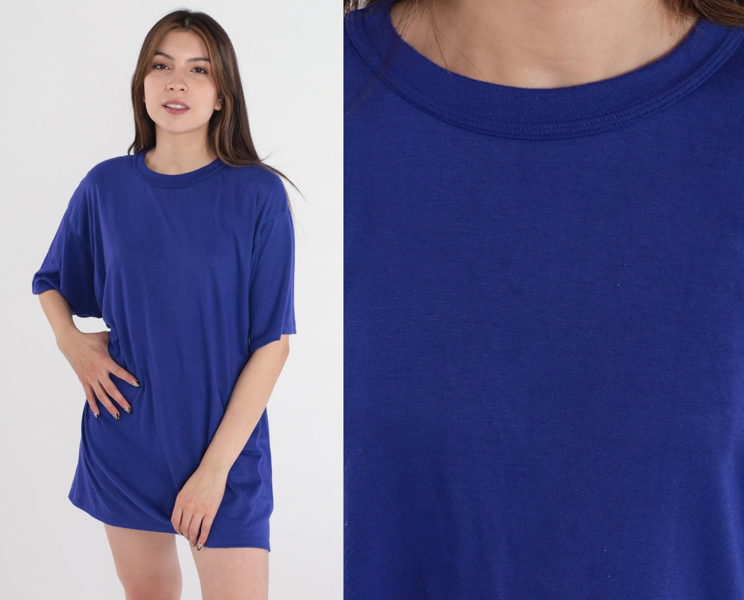 Y2K Duofold Indigo Blue T-Shirt Crewneck Short Sleeve Extra Large XXL