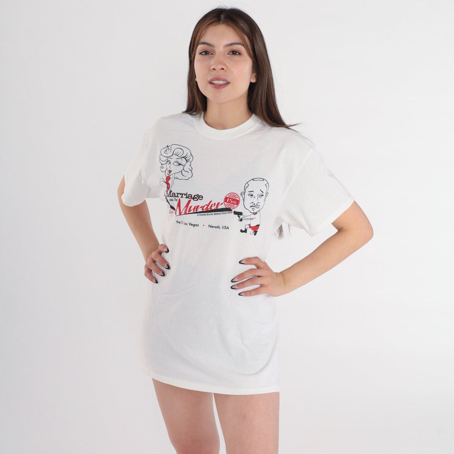 90s Marriage Can Be Murder Las Vegas Dinner Show Graphic T-Shirt Medium