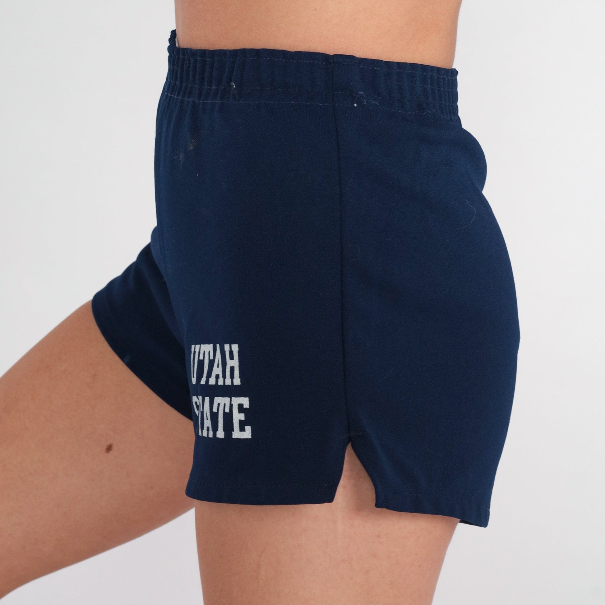 80s Utah State University Navy Jogging Shorts Extra Small XS