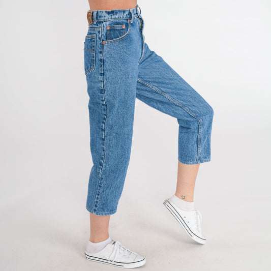 80s Gogo Jeans High Waisted Cropped Denim Dark Blue 2XS