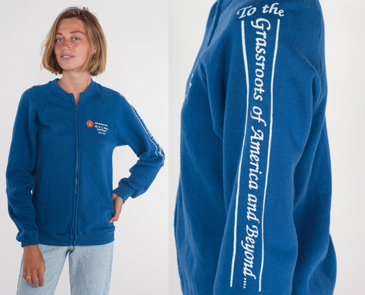 80s US Army Field Band 45th Anniversary Zip Sweatshirt Blue Raglan Small
