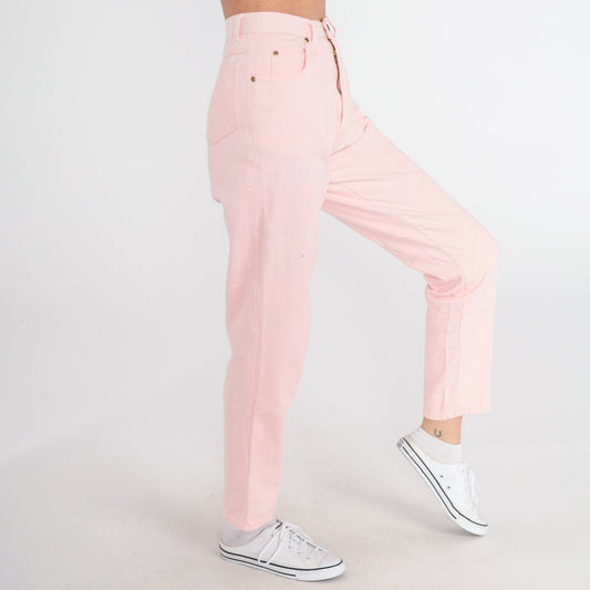 90s Baby Pink High-Waist Straight Jeans Cotton Denim Extra Small XS