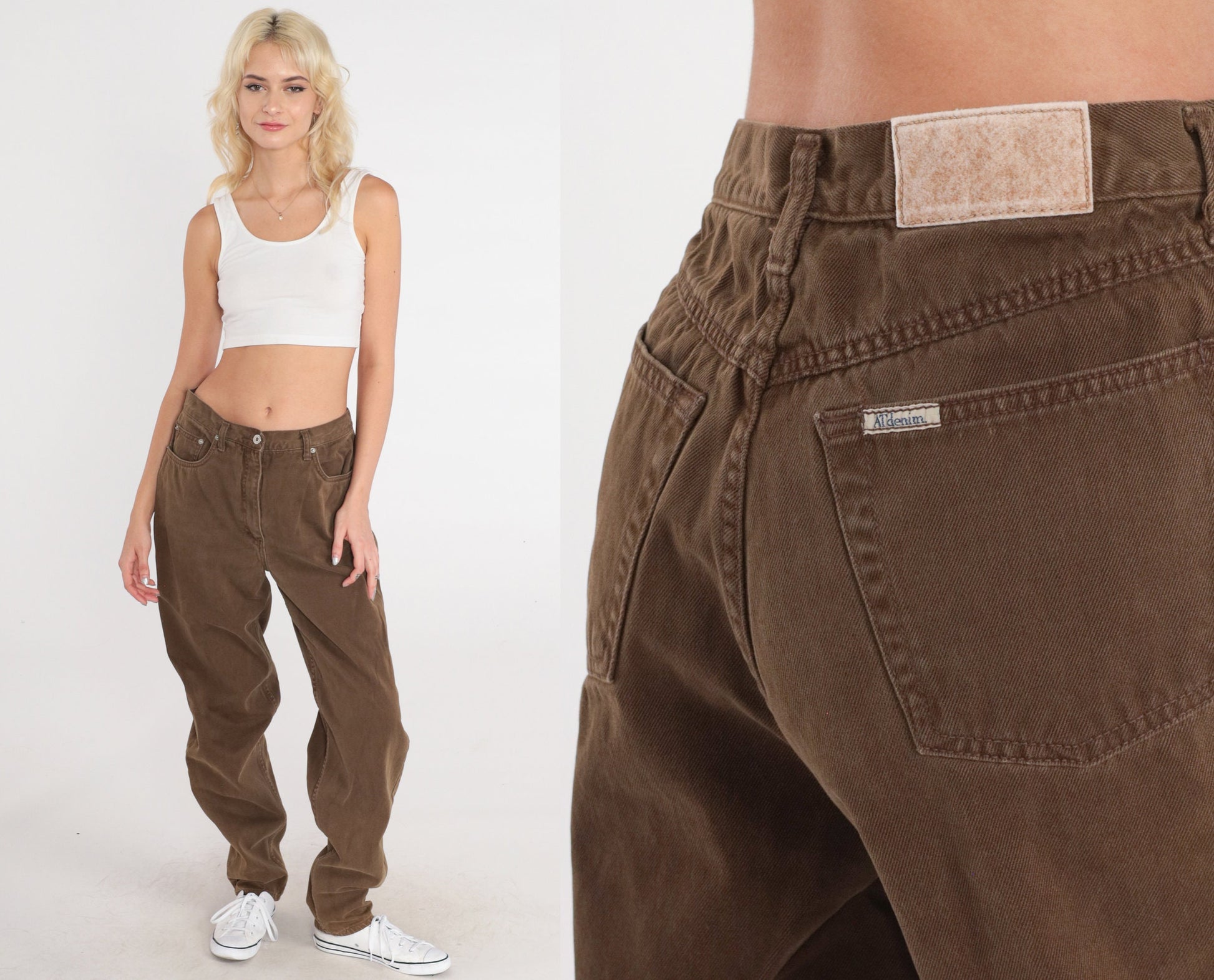90s Ann Taylor Brown Mom Jeans High Rise Tapered Denim 12L