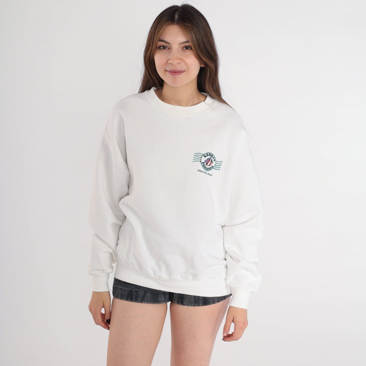 90s Keoki's Paradise Hawaii Sweatshirt White Graphic Crewneck Large