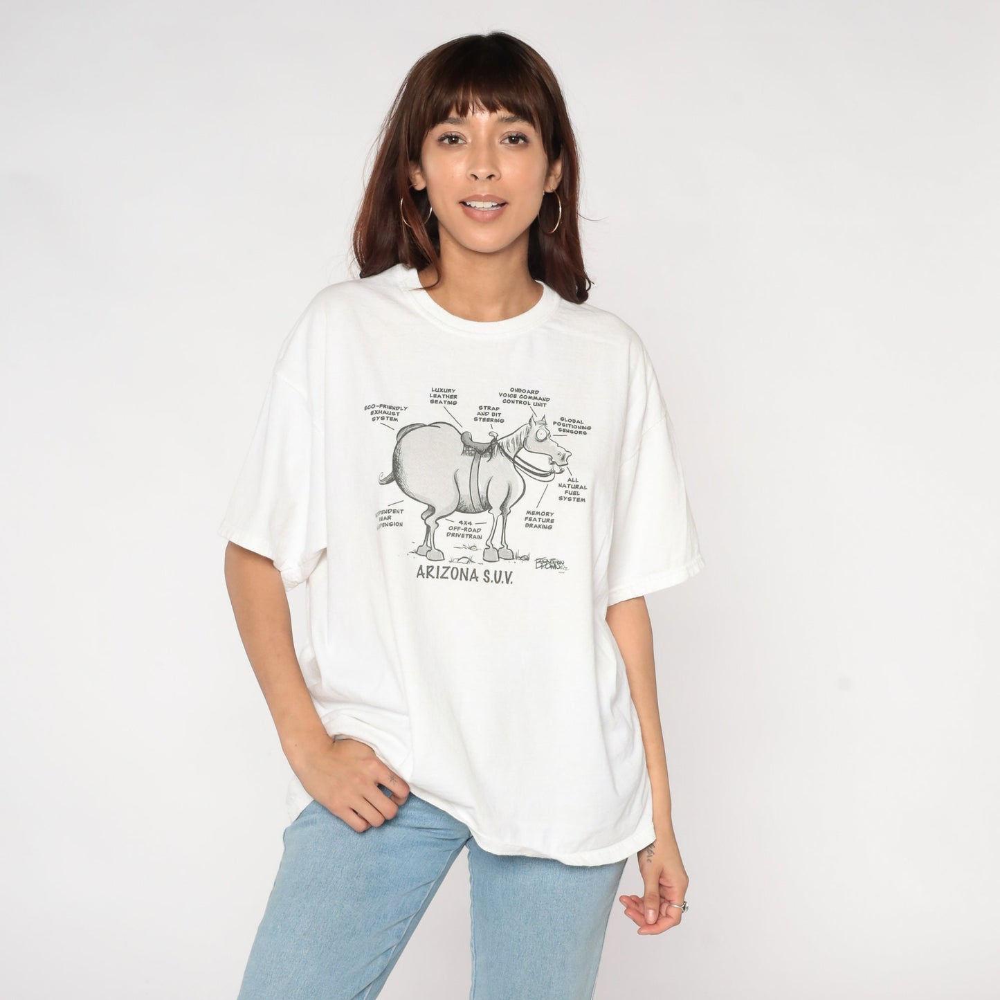 00s Arizona SUV Donkey Graphic T-Shirt White Cotton Tee Extra Large XL