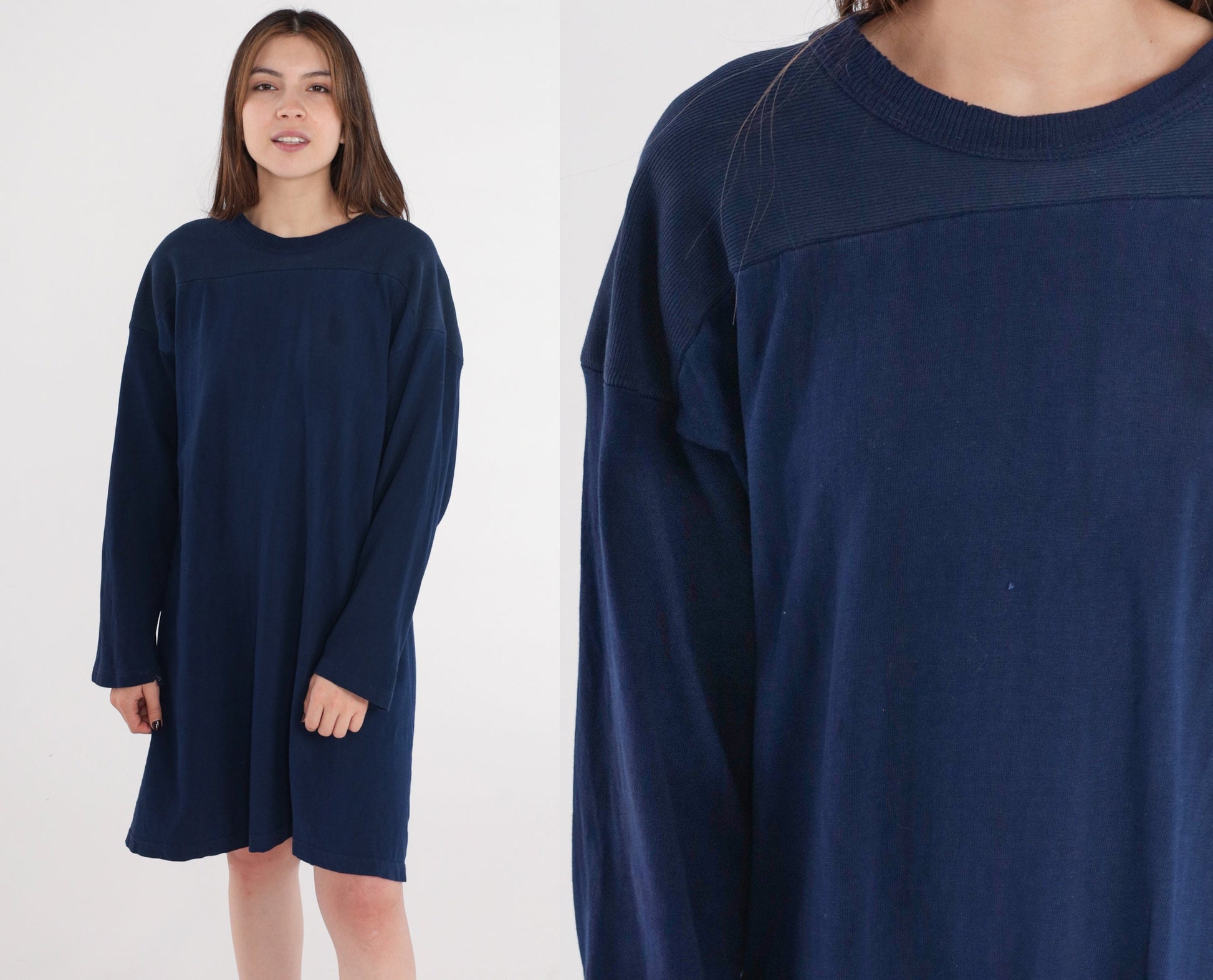 80s Wilson Navy T-Shirt Dress Plain Tee Large XL