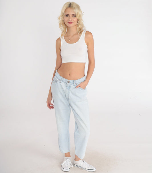 90s Levi's 512 High-Rise Mom Jeans Light Wash Tapered Cropped Medium Short