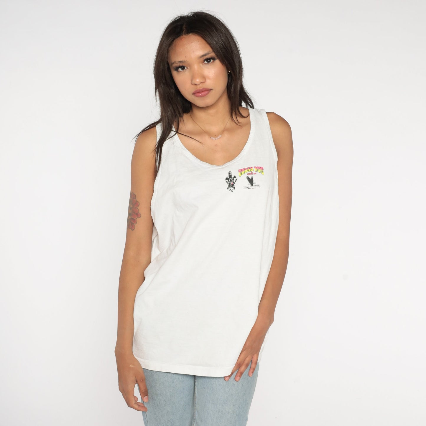 90s Urban Pipe & Supply Graphic Tank Top White Cotton Extra Large