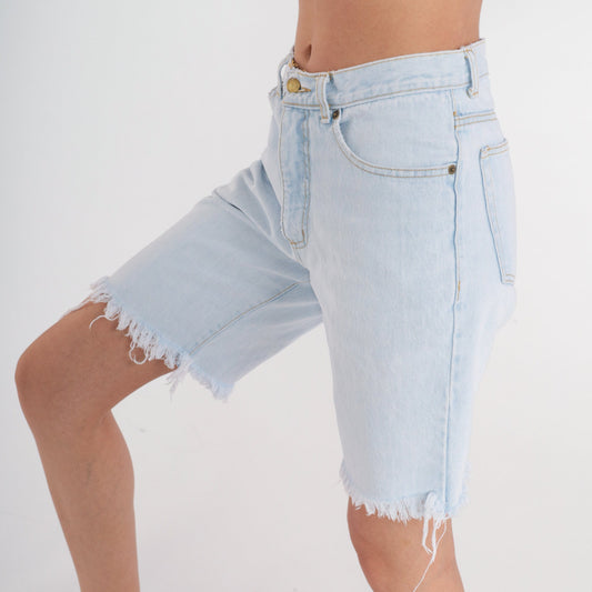 90s Guess Denim Cutoff Shorts Light Wash Mid Rise Small S