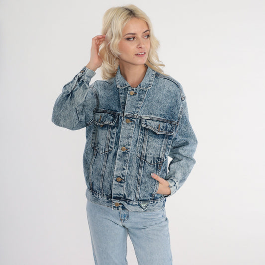 90s Guess Georges Marciano Acid Wash Denim Jacket Blue Large L