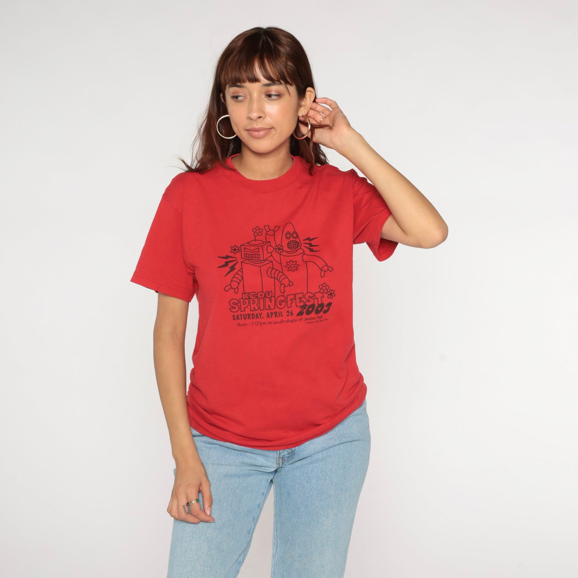 KCOU Springfest 2003 Music Festival T-Shirt Red Graphic Tee Medium