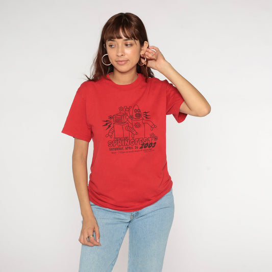 KCOU Springfest 2003 Music Festival T-Shirt Red Graphic Tee Medium