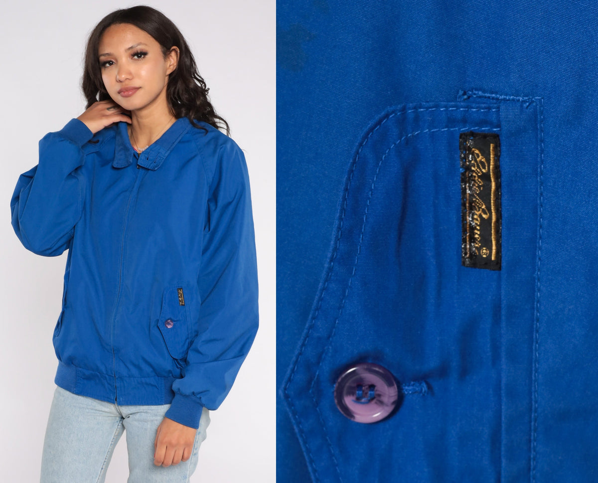 Eddie Bauer 90s Royal Blue Windbreaker Bomber Jacket Raglan Medium M