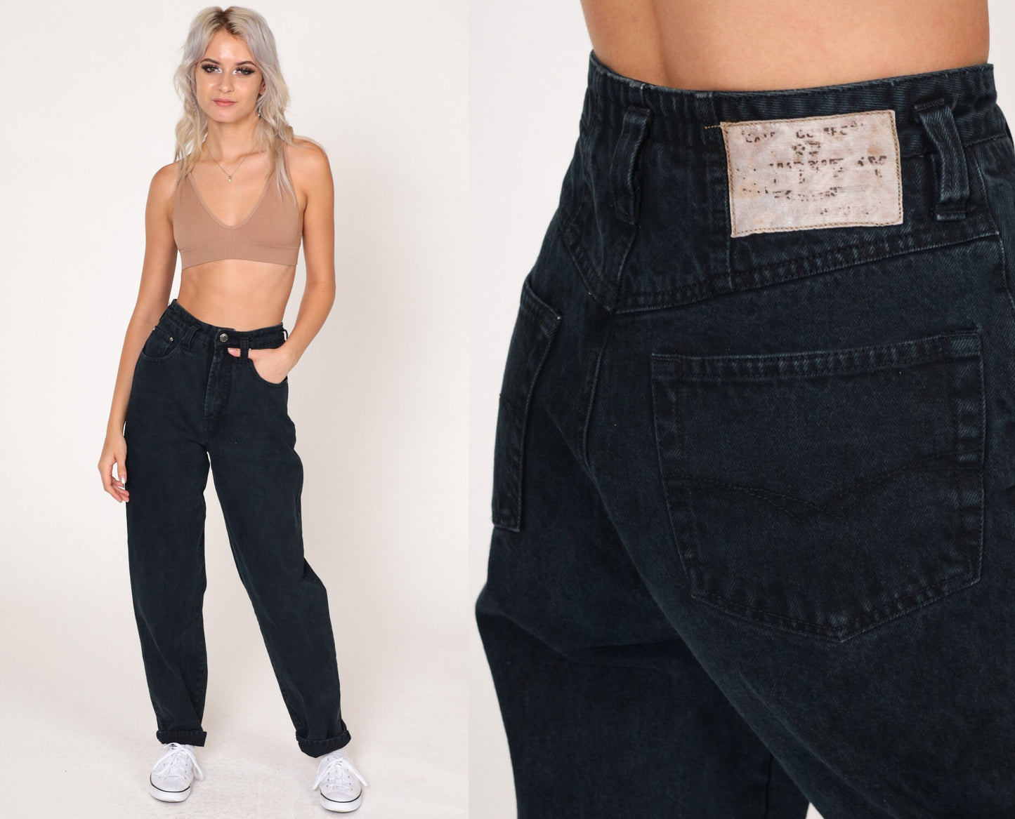 00s Union Bay Black High-Rise Tapered Mom Jeans Small S