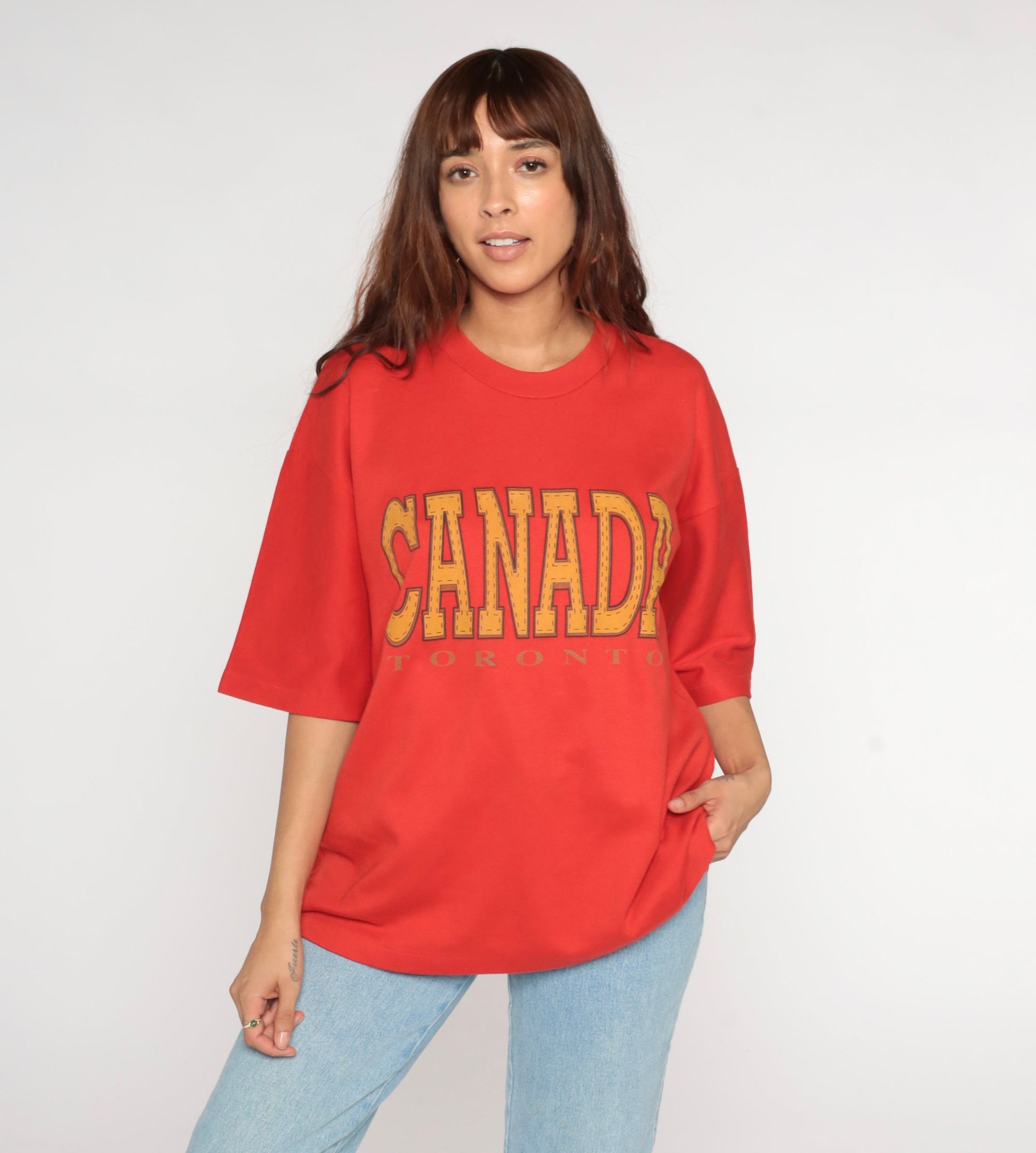 90s Toronto Canada Graphic T-Shirt Cotton Single Stitch Red Extra Large