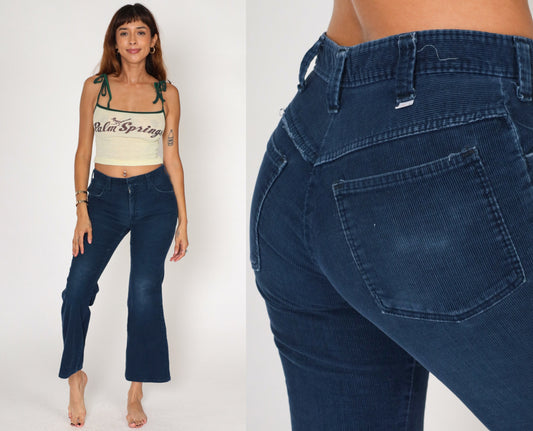 90s Dickies Navy Corduroy Bell Bottom Pants Mid Rise Small