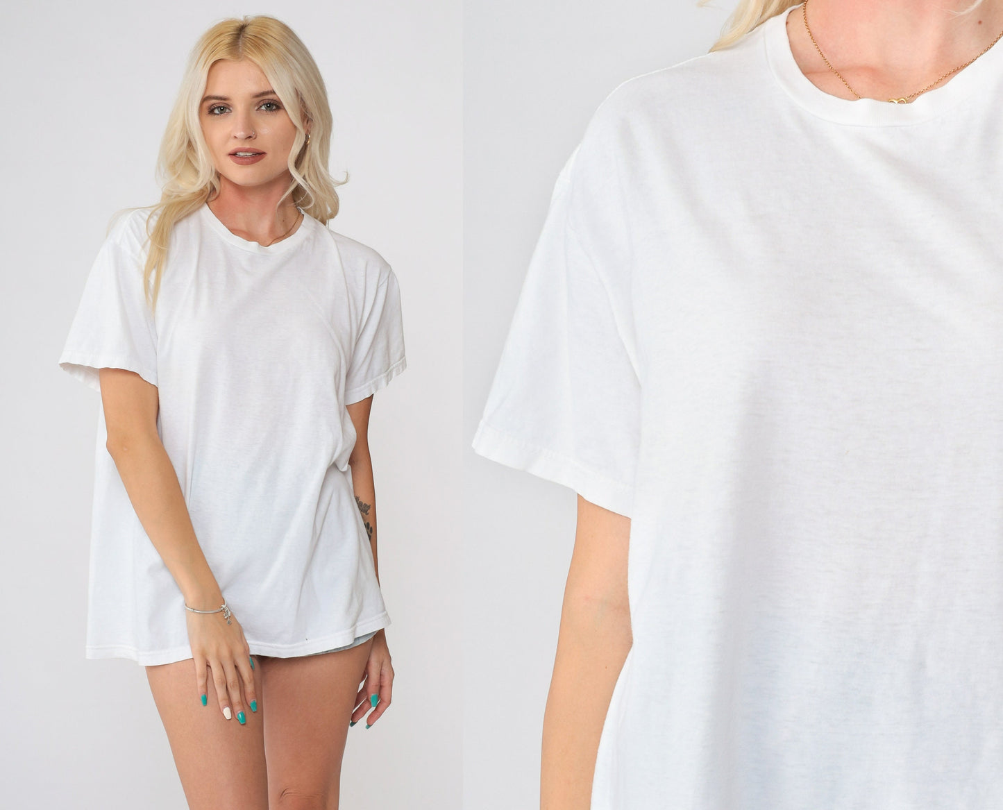 90s Polo Ralph Lauren Plain White Cotton T-Shirt Crew Neck Large