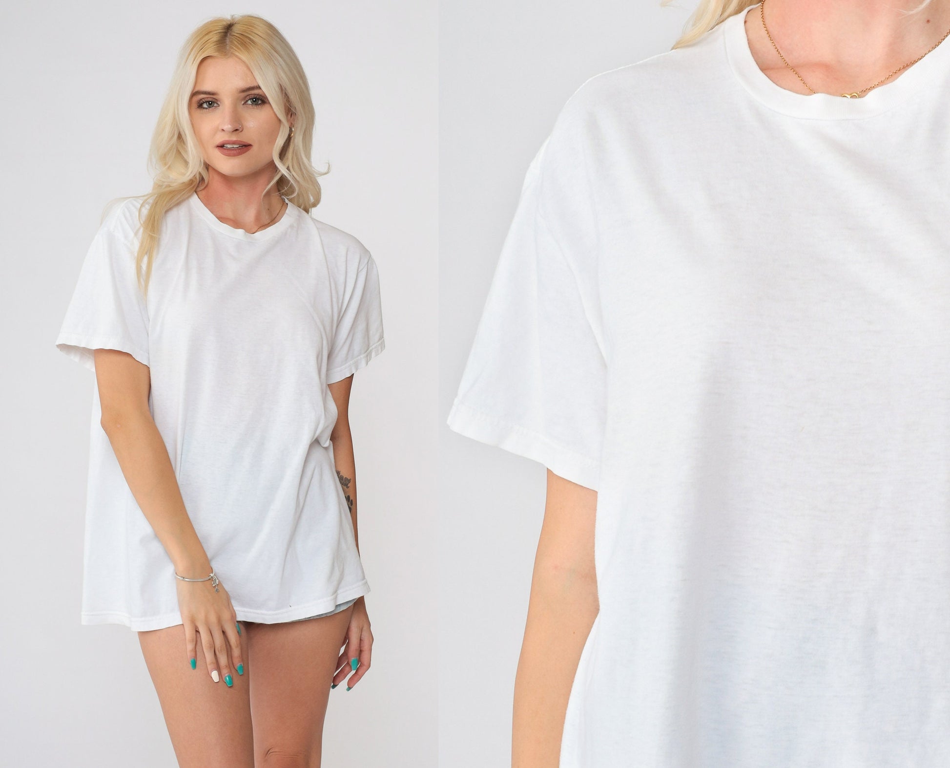 90s Polo Ralph Lauren Plain White Cotton T-Shirt Crew Neck Large