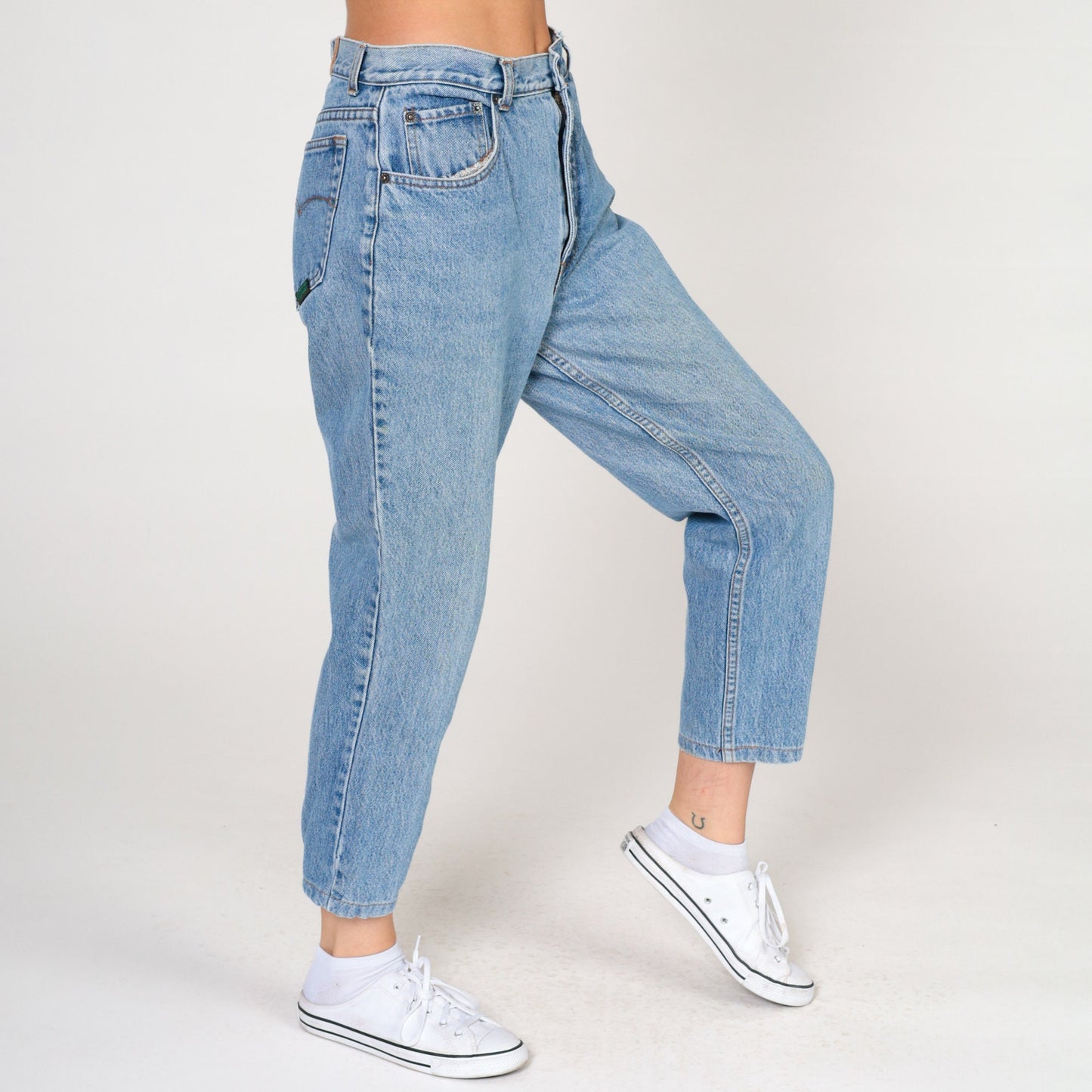 90s High-Rise Straight Leg Ankle Jeans Blue Denim Medium