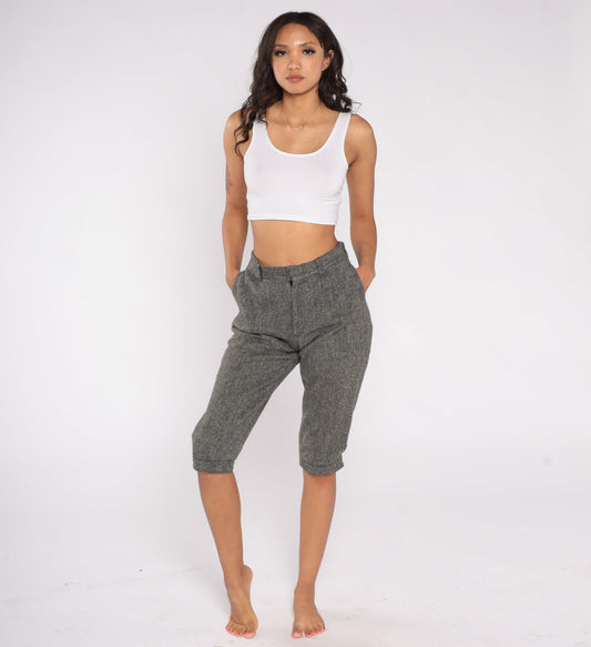 Woolrich 80s Grey Wool Blend High-Waisted Capri Pants Small S