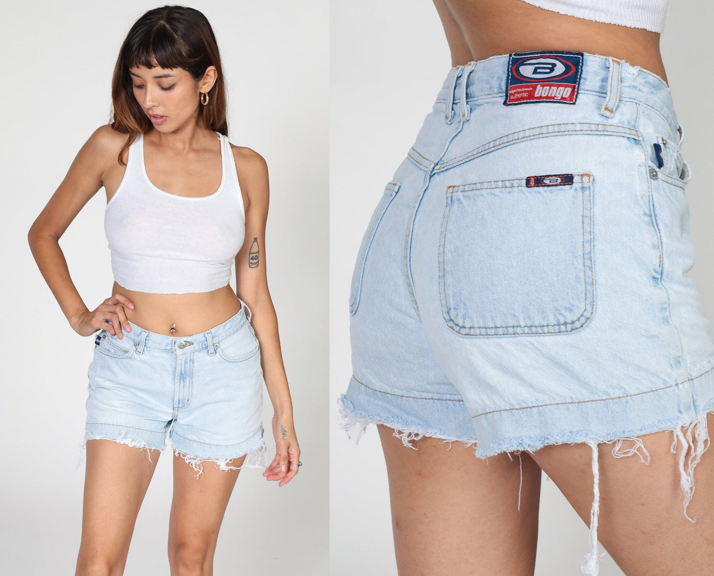 00s Bongo Light Wash Denim Cutoff Shorts Mid Rise Small 5