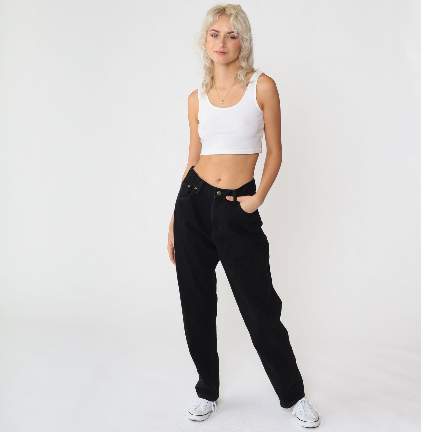 90s LL Bean Black High-Waist Jeans Relaxed Fit Cotton Small 6