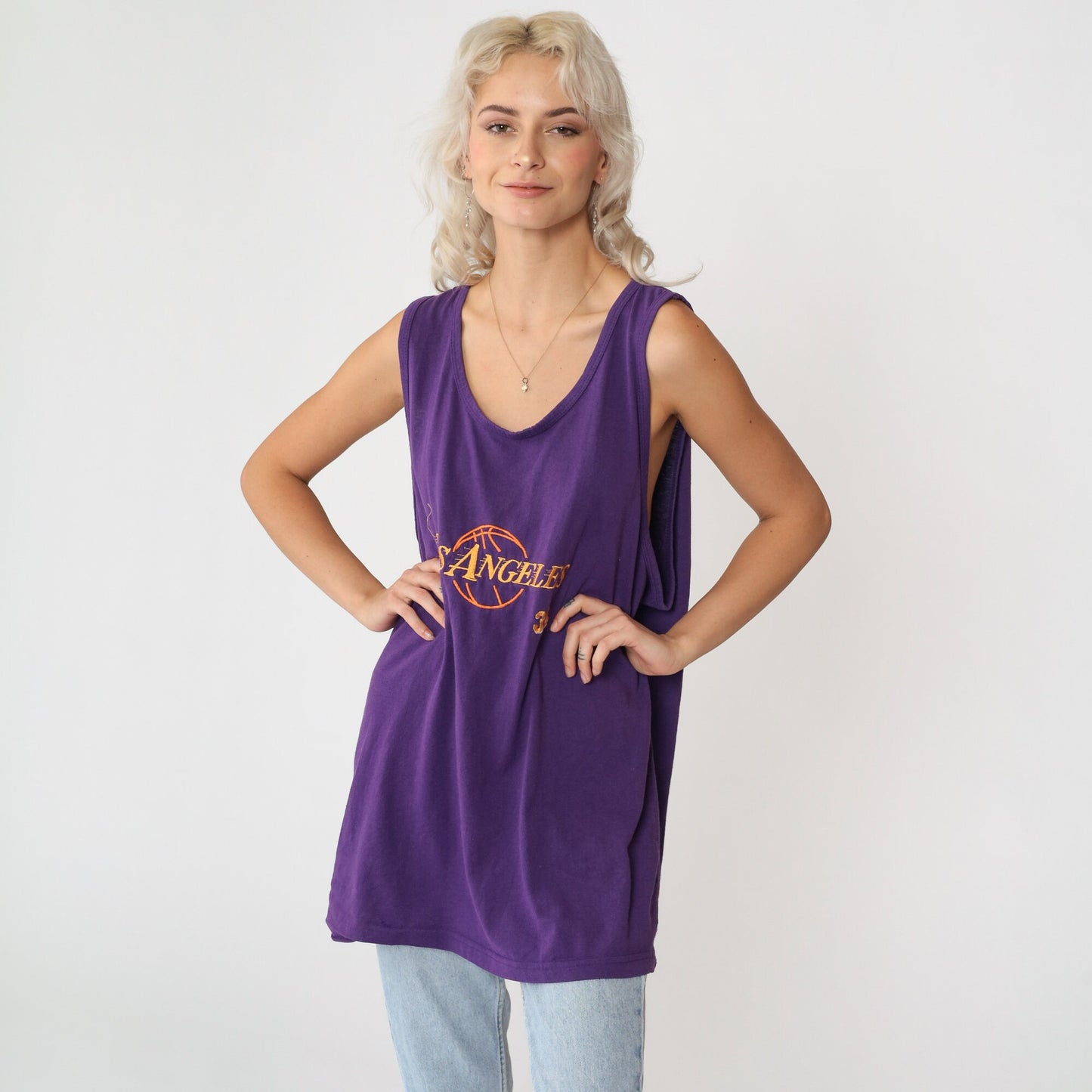 90s Lakers Shaq 34 Purple Basketball Tank Top Cotton Extra Large XXL
