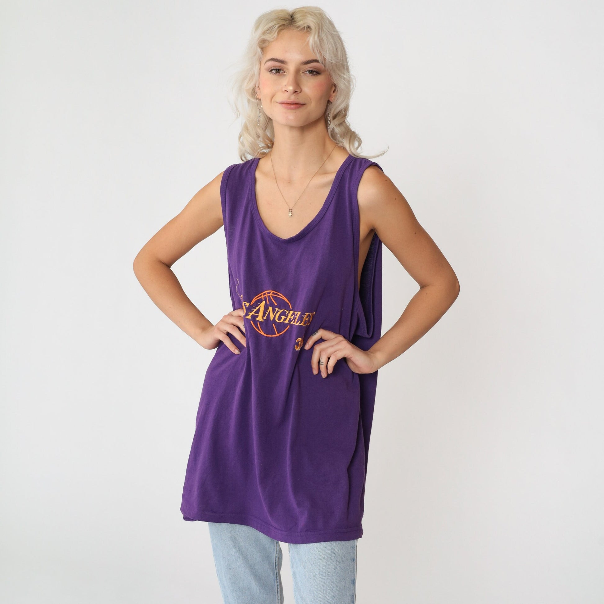 90s Lakers Shaq 34 Purple Basketball Tank Top Cotton Extra Large XXL