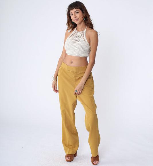 70s Mustard Yellow Straight Leg Trousers High Rise Men's 37 Large