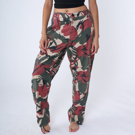 Y2K Rothco Camo Cargo Pants Red Tan Green Camouflage Men's Large