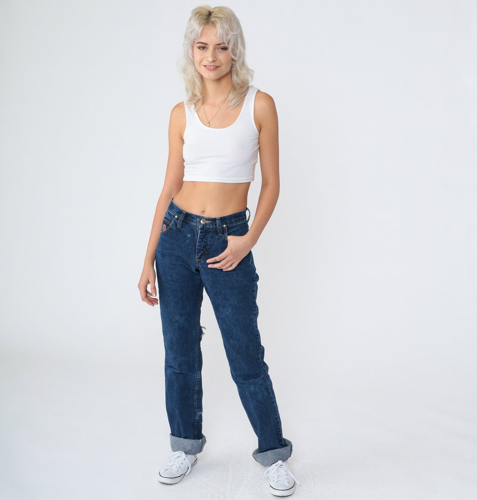 00s Twenty X Dark Wash Jeans Low Rise Straight Leg Distressed Extra Small