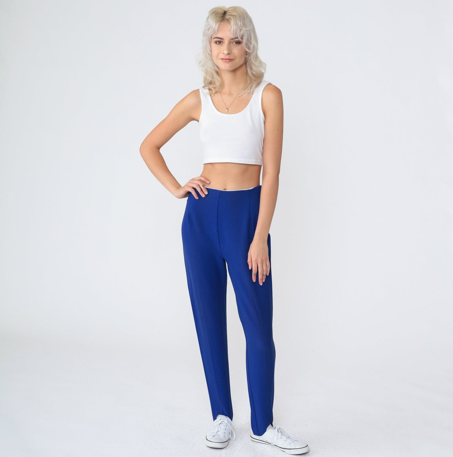 70s Indigo Stirrup Pants High Waisted Tapered Trousers Extra Small