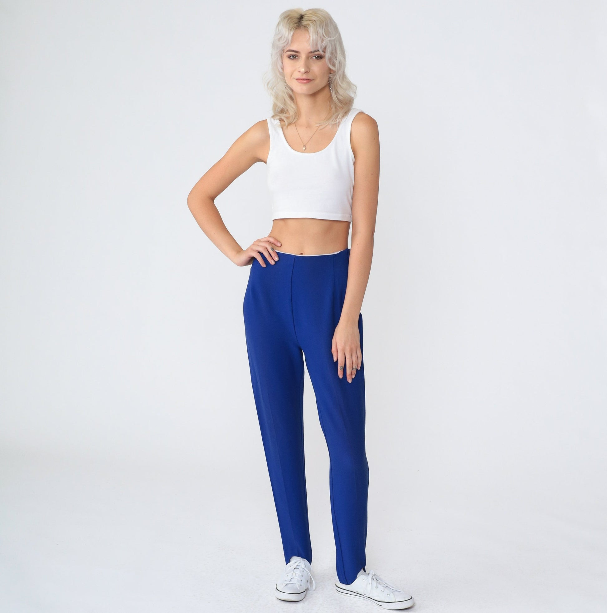 70s Indigo Stirrup Pants High Waisted Tapered Trousers Extra Small