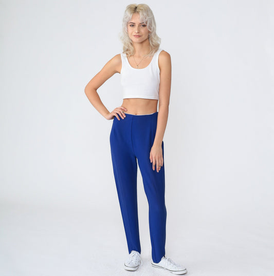 70s Indigo Stirrup Pants High Waisted Tapered Trousers Extra Small