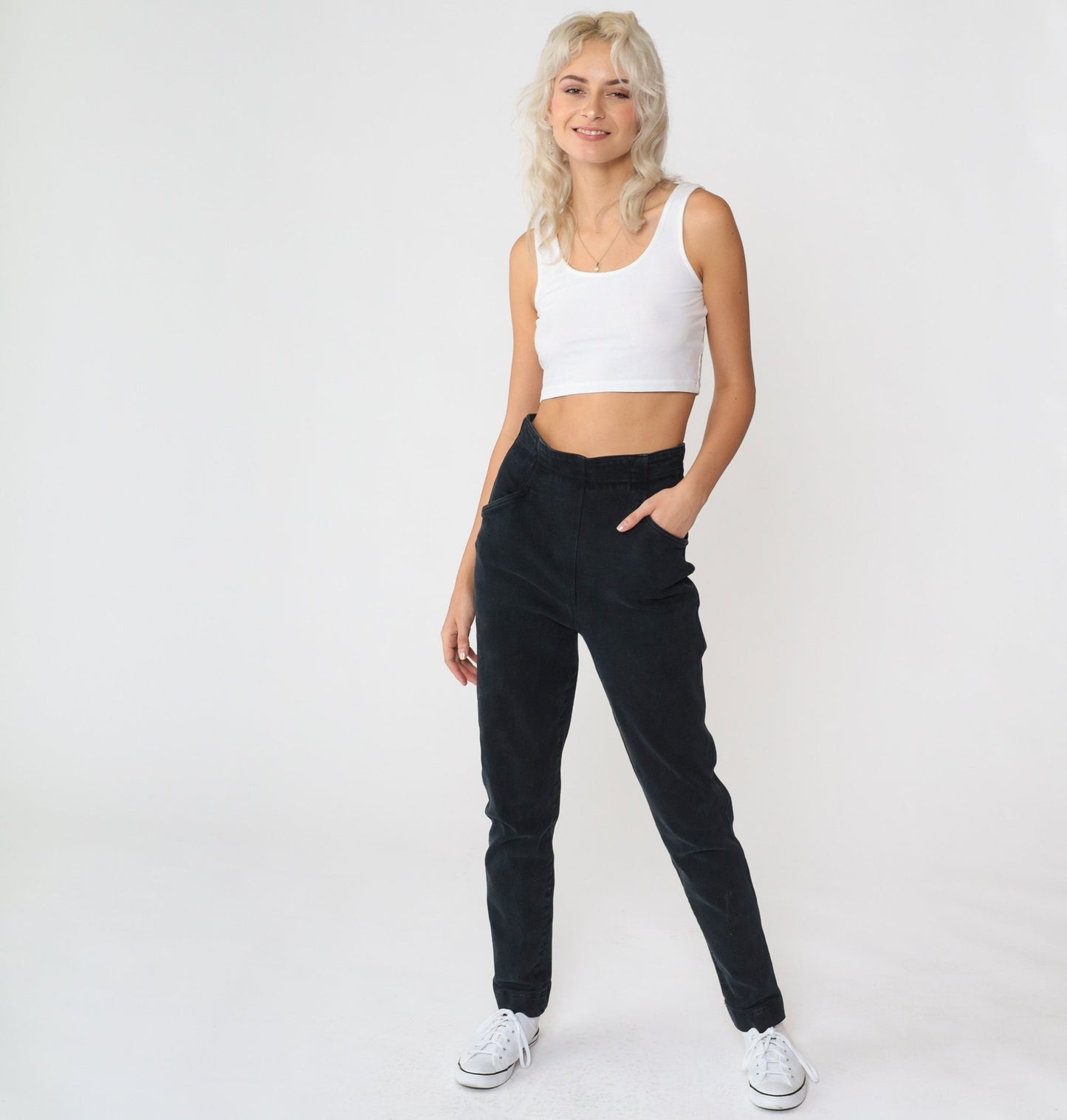 90s Black High Waisted Jeggings Slim Fit Denim Spandex Small S