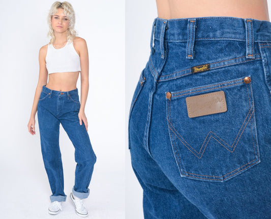 90s Wrangler Straight Leg Jeans Mid Rise Blue Denim Small 28