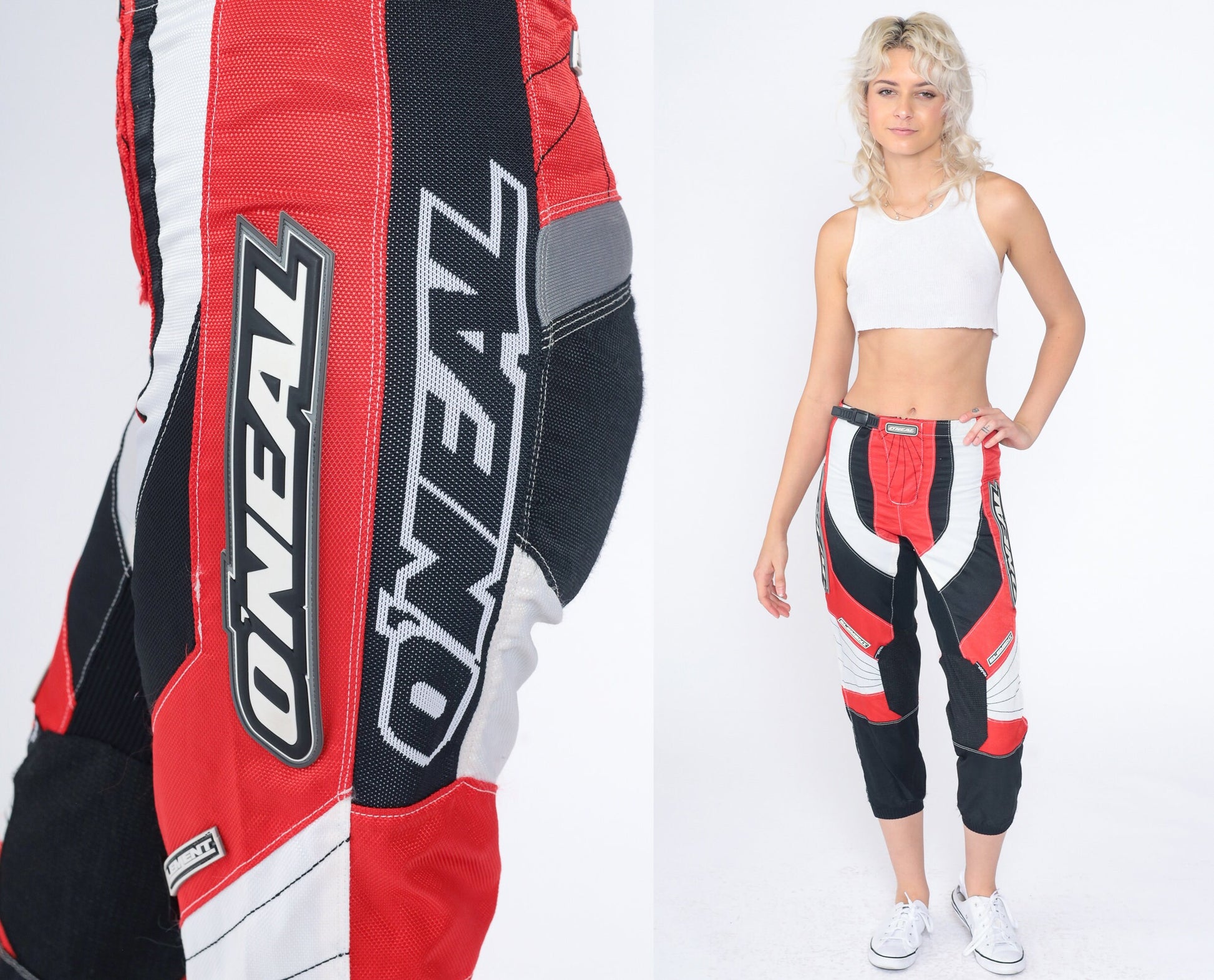 Y2K O'Neal Motocross Pants Red Black White Cropped Ankle Extra Small