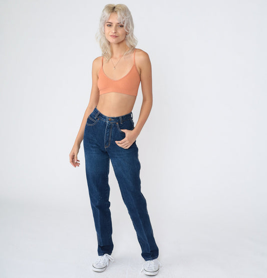 Calvin Klein 80s Dark Wash Tapered Jeans Mid Rise Denim Extra Small