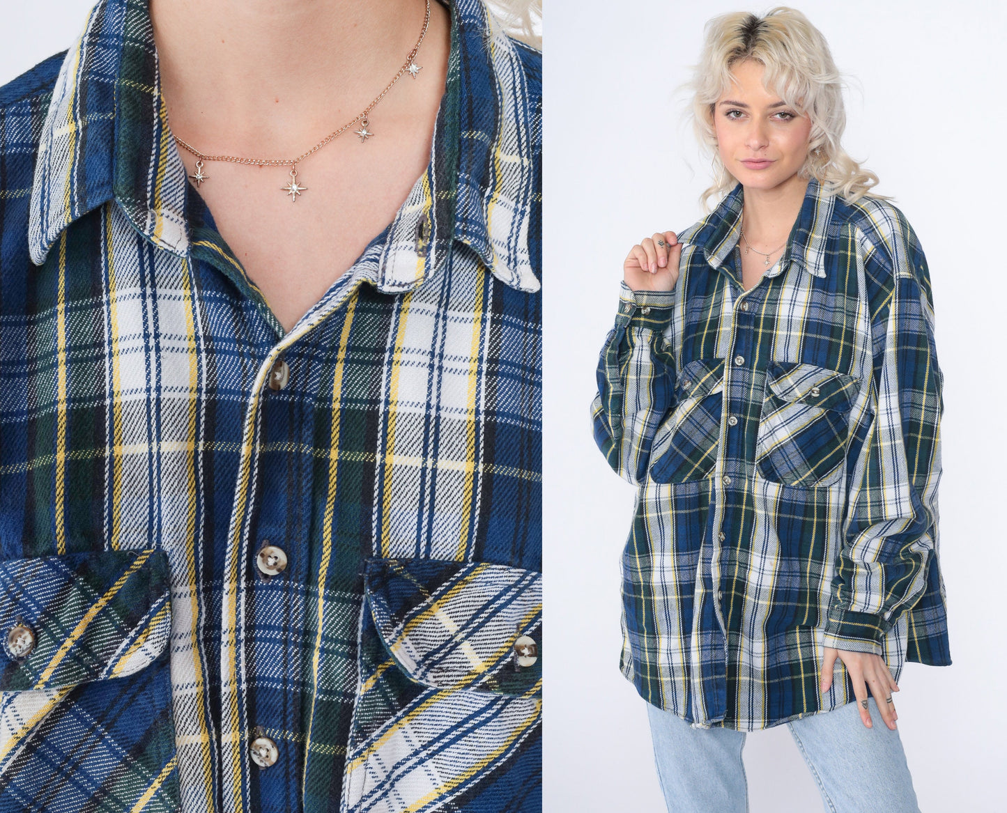 90s Greatland Apparel Plaid Flannel Button-Up Shirt Cotton Extra Extra Large XXL