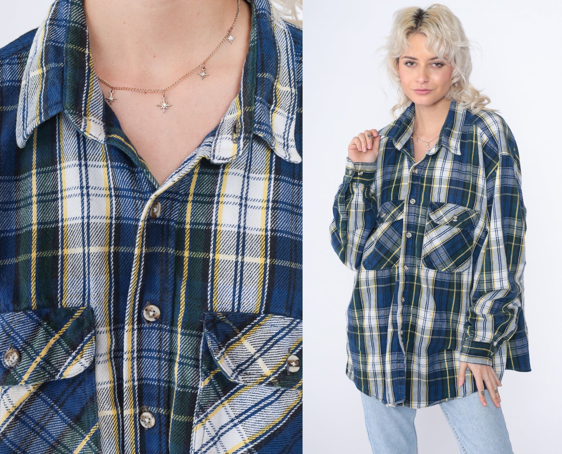 90s Greatland Apparel Plaid Flannel Button-Up Shirt Cotton Extra Extra Large XXL