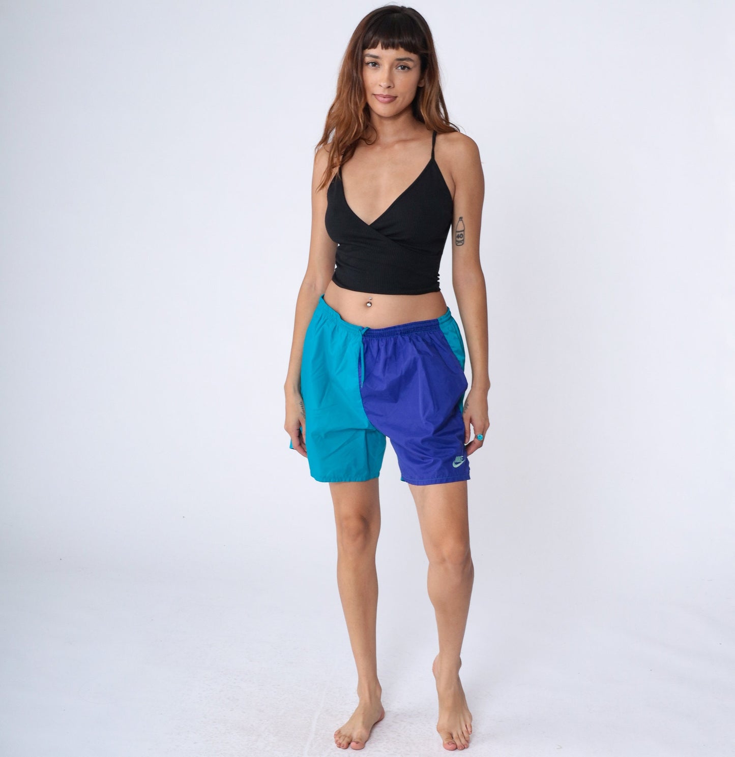 Nike 90s Colorblock Swim Shorts Turquoise Blue Nylon Large